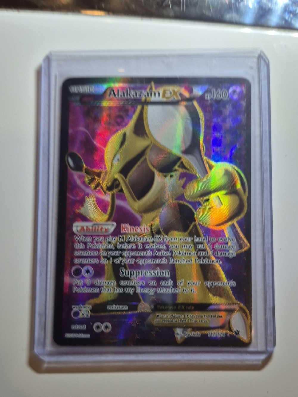Pokemon Alakazam EX Holographic Card - Gold Purple Rainbow